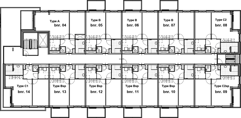 Plattegrond 1e verdieping Marcushof